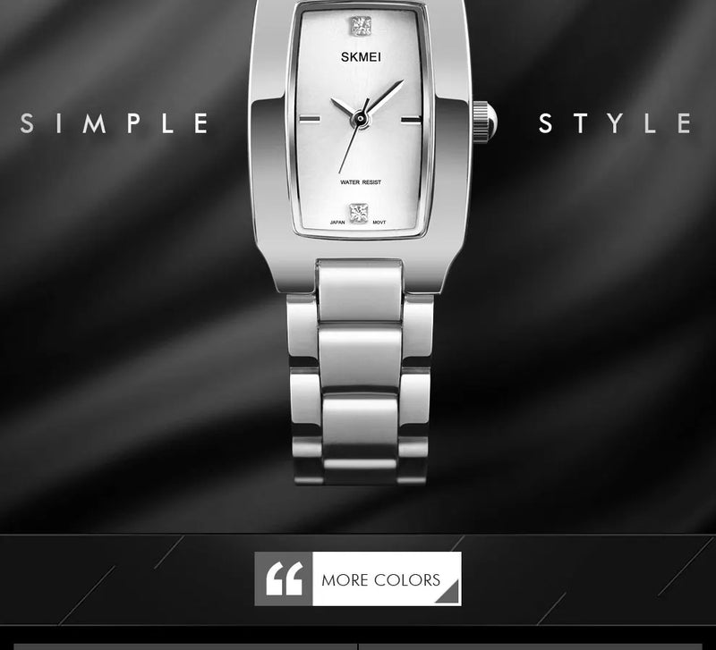 SKMEI 1400 Ladies Casual Dress Luxury Silver Ladies Rhinestone Waterproof Relogio Feminino Quartz Watch Fashion Thin Watches