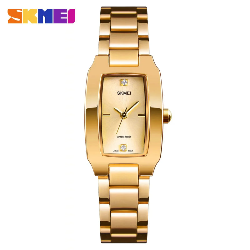 SKMEI 1400 Ladies Casual Dress Luxury Silver Ladies Rhinestone Waterproof Relogio Feminino Quartz Watch Fashion Thin Watches