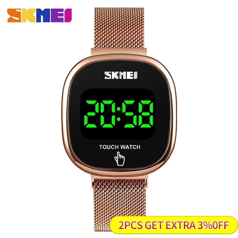 SKMEI 1589 Squart Dial Creative Magnetic Buckle montre homme Simple LED Watches For Men Women Waterproof Date Digital Wristwatch