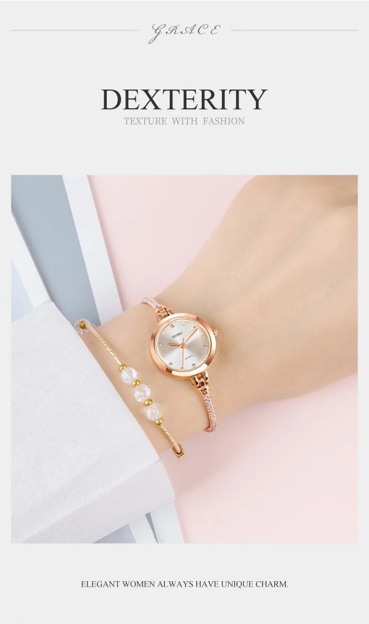 SKMEI 1805 Fashion Thin Ladies Watches Casual Female Girl Dress Clock 3Bar Waterproof Relogio Feminino Simple Women Quartz Watch