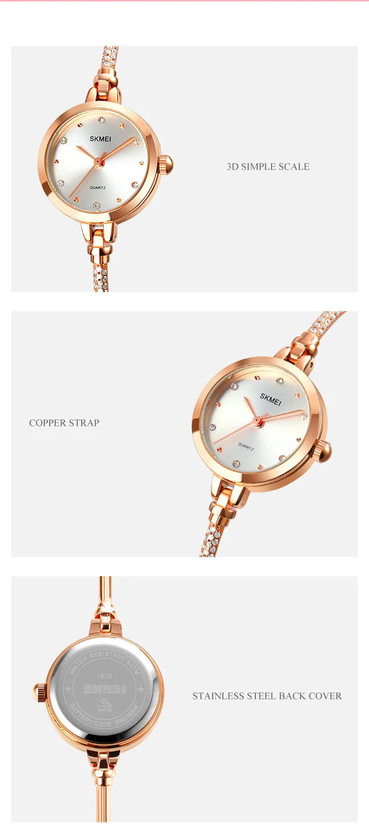 SKMEI 1805 Fashion Thin Ladies Watches Casual Female Girl Dress Clock 3Bar Waterproof Relogio Feminino Simple Women Quartz Watch