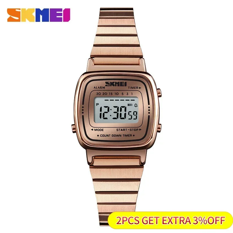 SKMEI1901 Women Top brands Luxury 3Bar Waterproof Ladies Watches Small Dial Digital Watch Relogio Feminino  Fashion Sport Watch