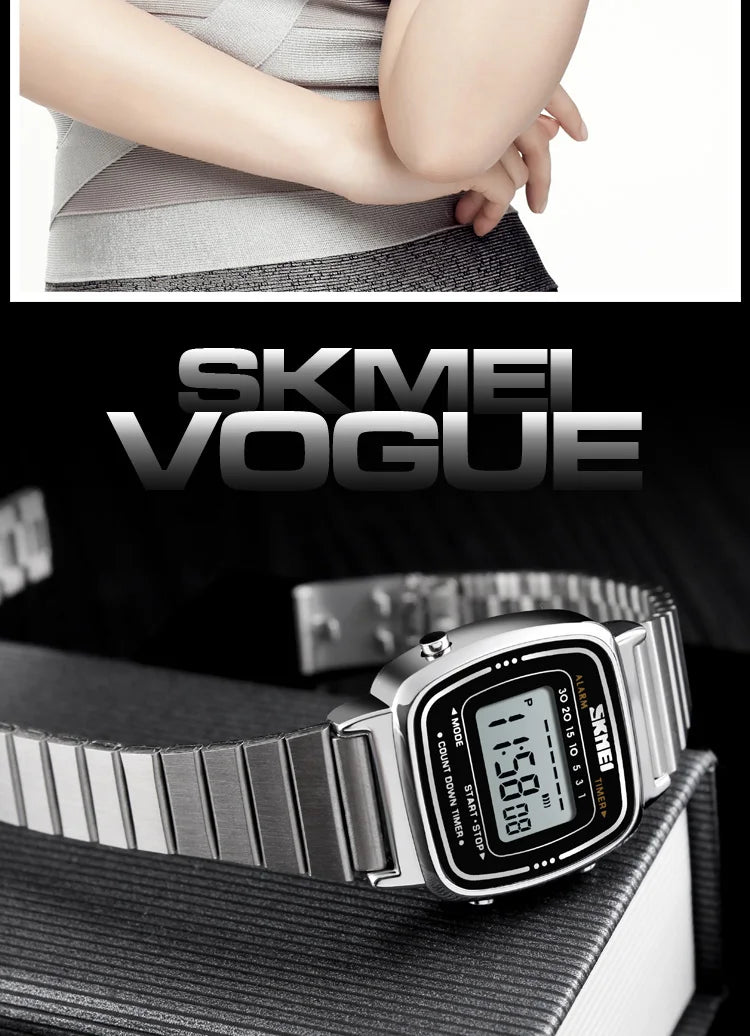 SKMEI1901 Women Top brands Luxury 3Bar Waterproof Ladies Watches Small Dial Digital Watch Relogio Feminino  Fashion Sport Watch