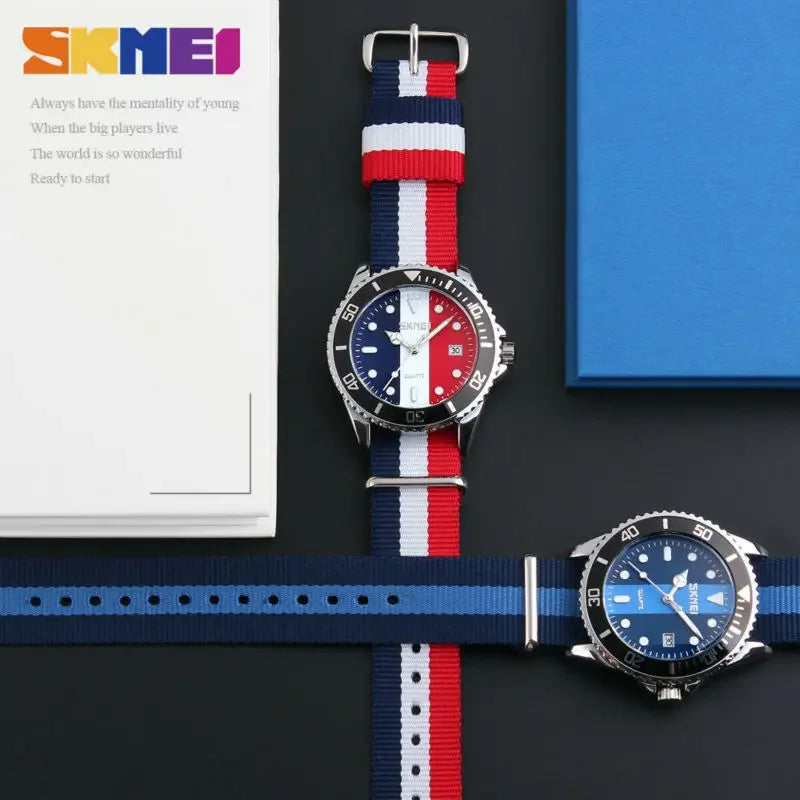 SKMEI 9133 Couple Watches Men and Women Casual Watch Nylon Strap 30M Waterproof Multiple Quartz Wristwatches reloj hombr