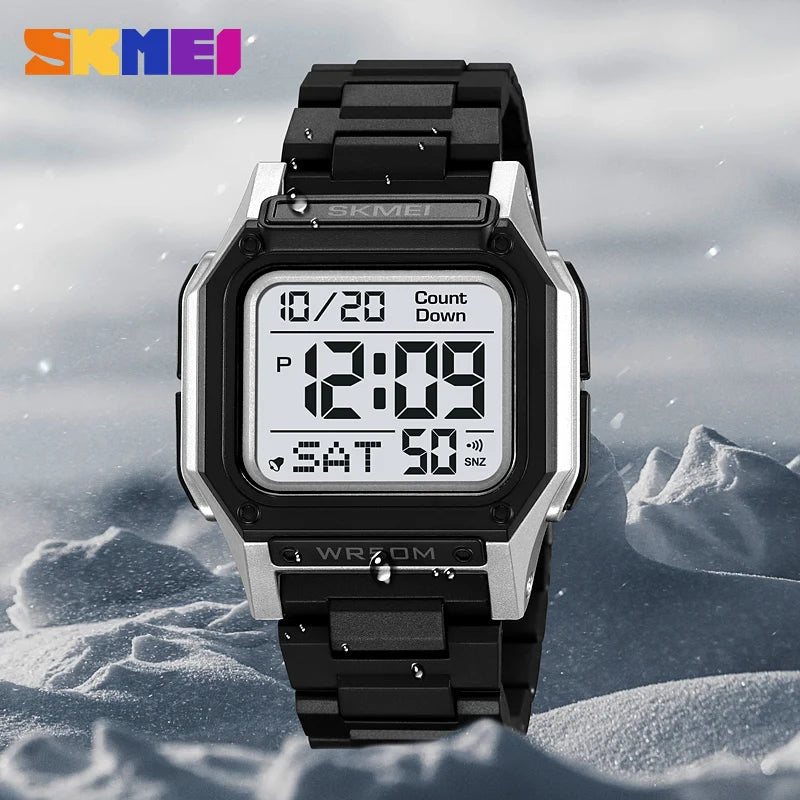 SKMEI Waterproof Sport Watch for Man Countdown Stopwatch Digital Wristwatch 2Time Fashion Mens Clock